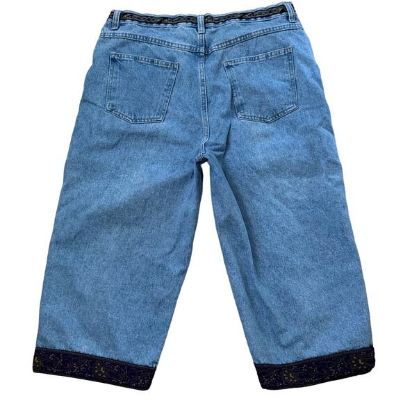 Vintage Y2K Bill Blass Cropped Jeans Purple Ribbon Trim Womens Size 12 Retro - Picture 3 of 11